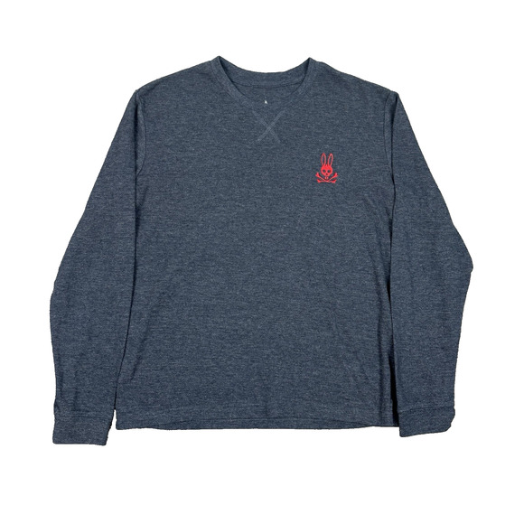 Psycho Bunny Pullover Crewneck Sweatshirt Blue Embroidered Mens Medium Sweater - Picture 1 of 4